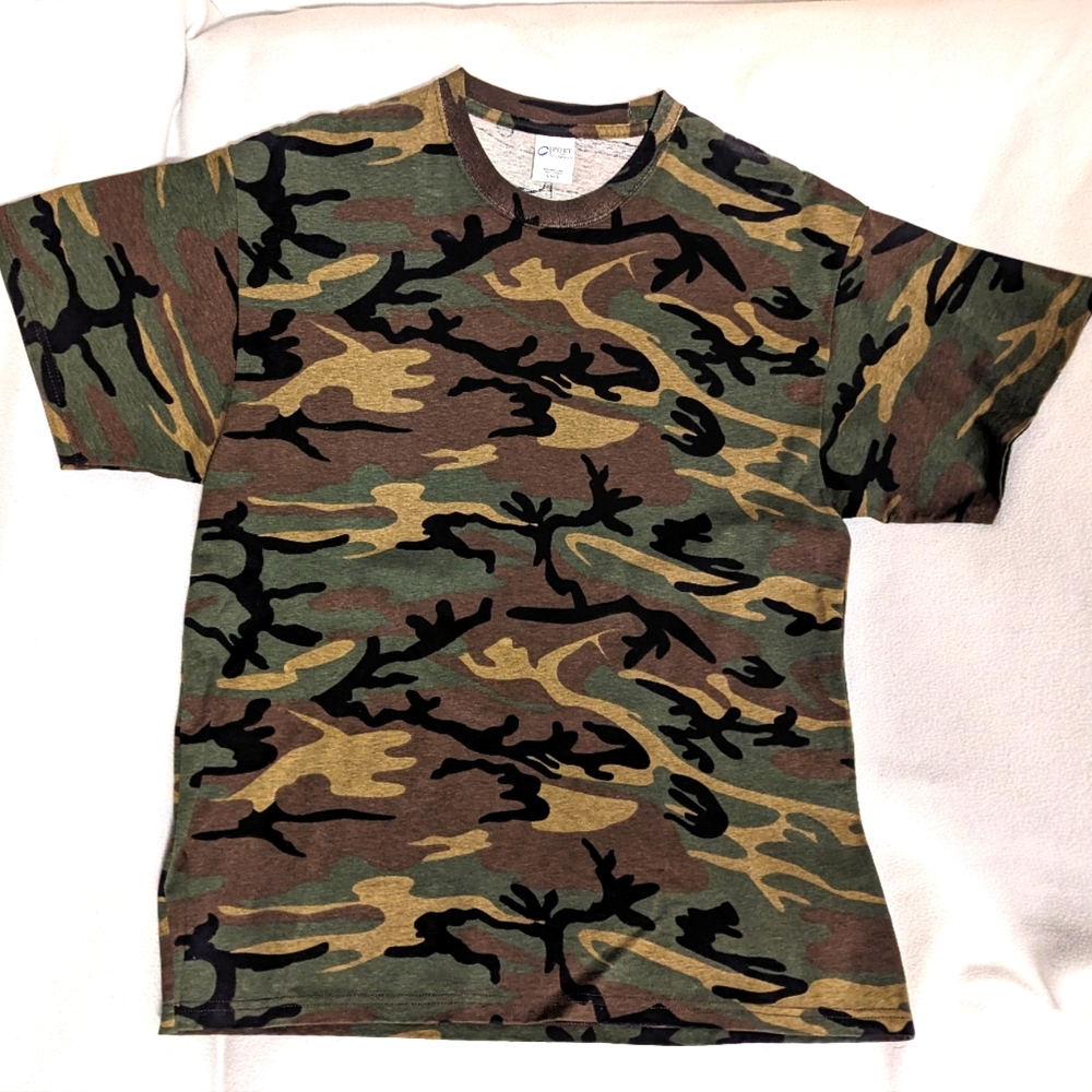 Mens L T-shirt Woodland Camo